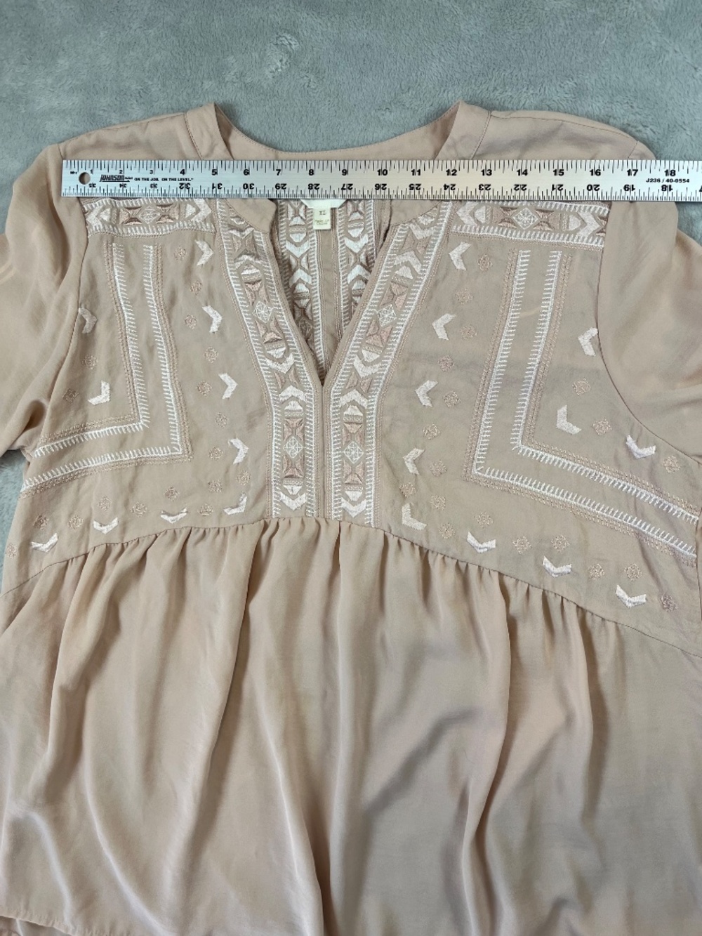 Adiva sz XL Light Neutral Blouse Bohemian Cottagecore Embroidered Romantic - Picture 5 of 13